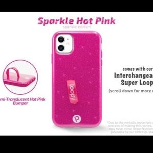 Hot pink with sparkles loopy case for an iPhone 11